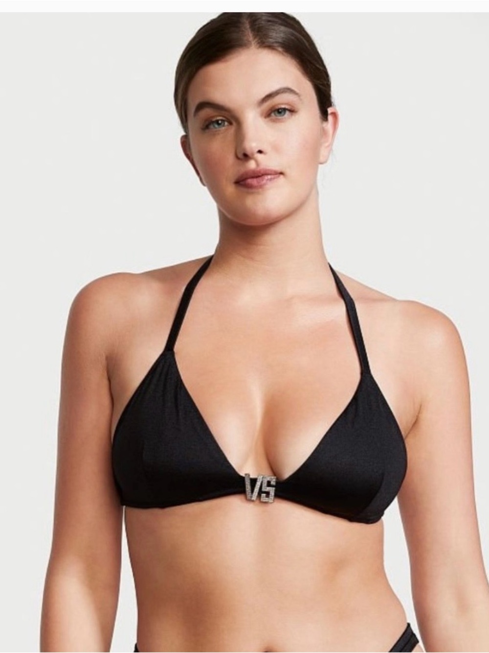 Victoria's Secret Black Bikini Set with VS Shine Logo Hardware L TOP M BOTTOM*** - Picture 2 of 6